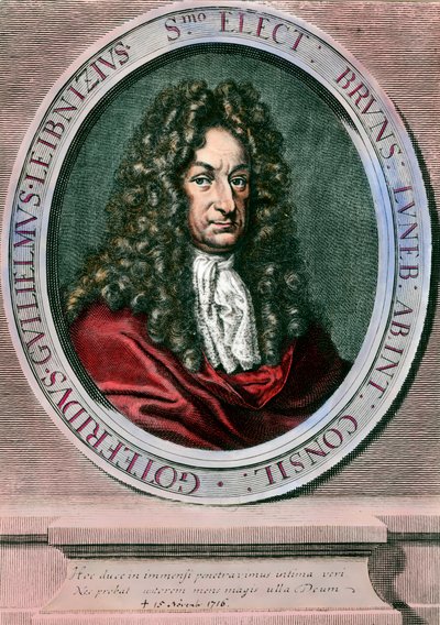 Porträt von Gottfried Wilhelm Leibniz (1646-1716) deutscher Philosoph und Mathematiker. Gravur des 18. Jahrhunderts. Private Sammlung von Unknown artist