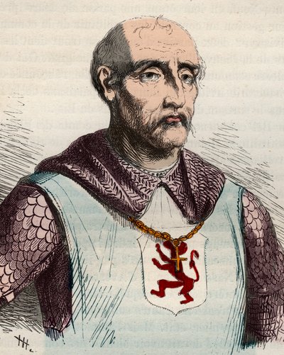Porträt von Gui oder Guy de Dampierre (1226-1305), Graf von Flandern und Graf von Namur - Gravur von 1868 in 