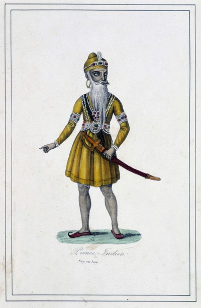 Porträt eines indischen Prinzen in traditioneller Tracht - in "Les peuples de la terre" von Abbe Paul Jonhanneaud, Librairie des Bons livres von Unknown artist