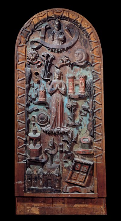 Lob der Jungfrau, geschnitztes Holzpaneel. 16. Jahrhundert Chartres, Musee des Beaux Arts von Unknown artist