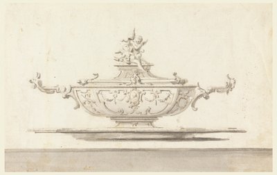 Entwurf für eine Terrine mit päpstlichem Wappen. Soll in Silber ausgeführt werden. von Unknown artist