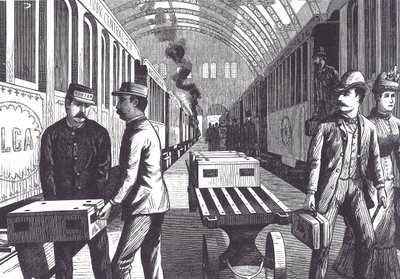 Eisenbahnträger, späte 19. Jahrhundert (Holzstich) von Unknown artist