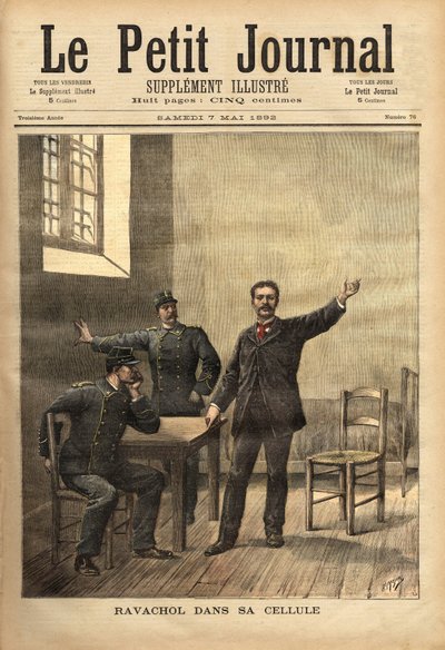 Ravachol (1859-1892, oder Francois Claudius Koenigsberg) in seiner Zelle, nach seiner Anhörung vor dem Schwurgericht am 26. April von Unknown artist