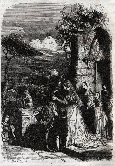 Renaud kehrt zu seiner Familie zurück (Gravur von 1851 aus „Furioser Roland“) von Unknown artist