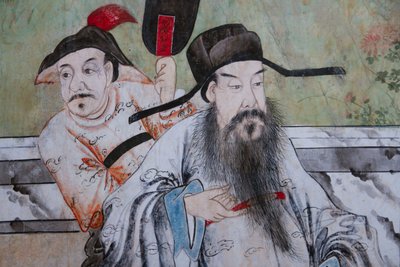 Szenen des Alltagslebens in China, Detail der chinesischen Tapete, chinesisches Kabinett, Jagdresidenz, von Filippo Juvarra (1678-1736), Stupinigi, Piemont, Italien von Unknown artist