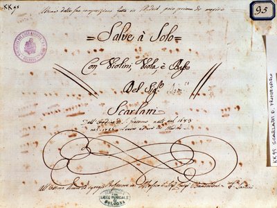 Notenseite für Salve Regina von Domenico Scarlatti von Unknown artist