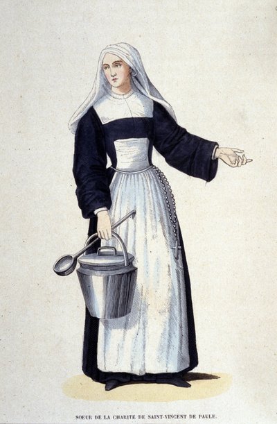 Schwester der Nächstenliebe von Saint Vincent de Paul. Gravur aus einem Album über religiöse Orden, Paris von Unknown artist