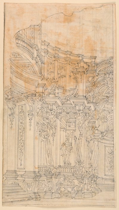 Bühnenbild: Palastarchitektur mit Trophäen von Unknown artist
