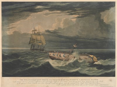 Das melancholische Schiffswrack der Frances Mary von St. Johns... das Erscheinungsbild am 7. März 1826 von Seiner Majestät Fregatte die Blonde... von Unknown artist