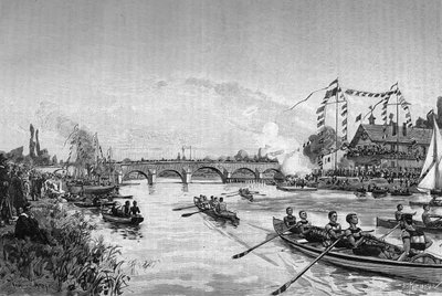 Die Schulregatten von Joinville-le-Pont, Ile de France. Gravur in „Le Journal de la jeunesse“ von Unknown artist
