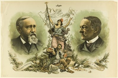 Siegesporträts von Benjamin Harrison und Levi P. Morton, aus Judge von Unknown artist