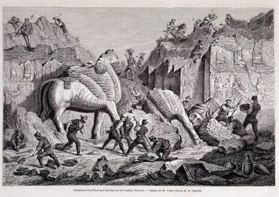 Ansicht der Ausgrabungen von Khorsabad (Khunsabad) (Ninive) - in „Rund um die Welt“ 2. Woche 1861 von Unknown artist