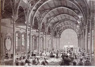 Ansicht des Hauptrestaurants auf der Internationalen Ausstellung 1862 in London von Unknown artist