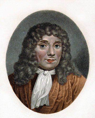 Porträt von Antonie Van Leeuwenhoek, niederländischer Naturforscher (1632-1723). 18. Jahrhundert Gravur von Unknown artist