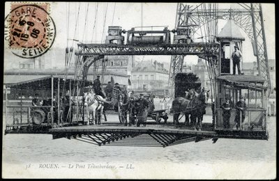 Postkarte vom Anfang des 20. Jahrhunderts. Normandie, Rouen: Die Fährbrücke. von Unknown photographer