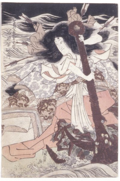 Iwai Hanshiro V als Geist von Taira no Tomomoris Tochter, Tamamushi von Utagawa (1786 1865) Kunisada