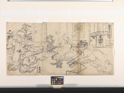 Die vier Errungenschaften (Musik, Go, Kalligraphie, Malerei): Musik (Koto) von Utagawa (1786 1865) Kunisada