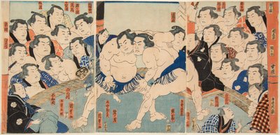 Sumo-Kampf zwischen Wahigayama und Jimmaru von Utagawa Kunisada