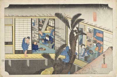 Akasaka: Gasthaus mit Dienstmädchen von Utagawa Hiroshige