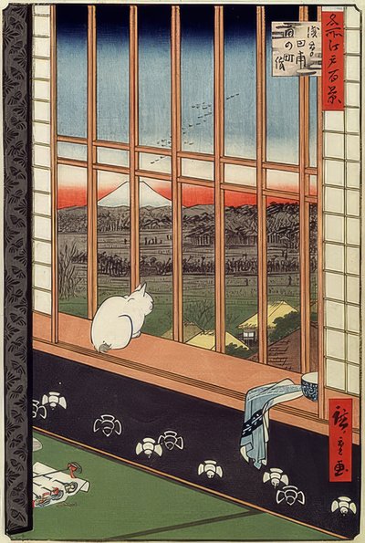 Asakusa Reisfelder und Torinomachi Fest, aus der Serie: 100 berühmte Ansichten von Edo von Utagawa Hiroshige