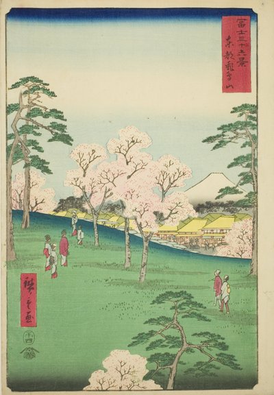 Asuka-Hügel in der östlichen Hauptstadt (Toto Asukayama), aus der Serie "Sechsunddreißig Ansichten des Berges Fuji (Fuji sanjurokkei)" von Utagawa Hiroshige