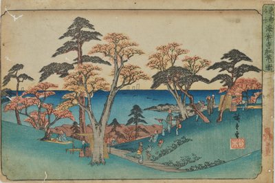 Herbstblätter am Kaianji-Tempel aus der Serie "Berühmte Orte in der östlichen Hauptstadt" von Utagawa Hiroshige
