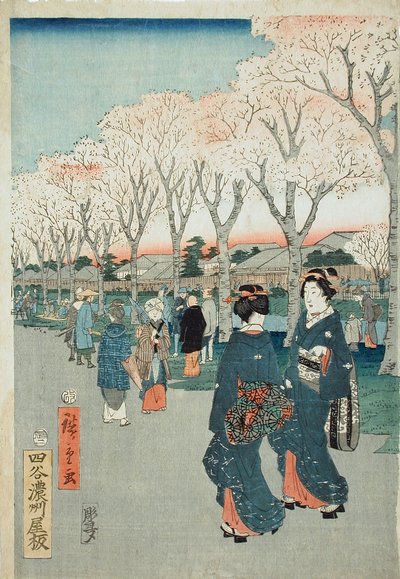 Kirschblüten am Juwelenflussufer von Utagawa Hiroshige
