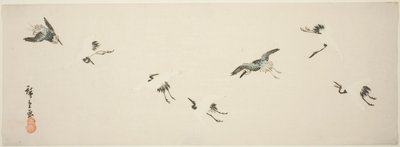 Kraniche im Flug von Utagawa Hiroshige