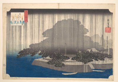 Abendregen am Karasaki-Kiefer von Utagawa Hiroshige