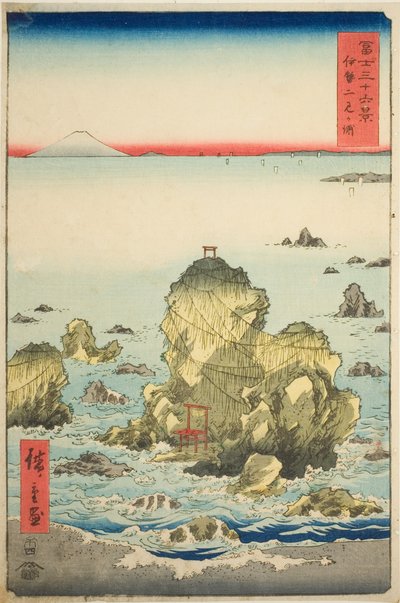 Futami-Bucht in der Provinz Ise, aus der Serie "Sechsunddreißig Ansichten des Berges Fuji" von Utagawa Hiroshige