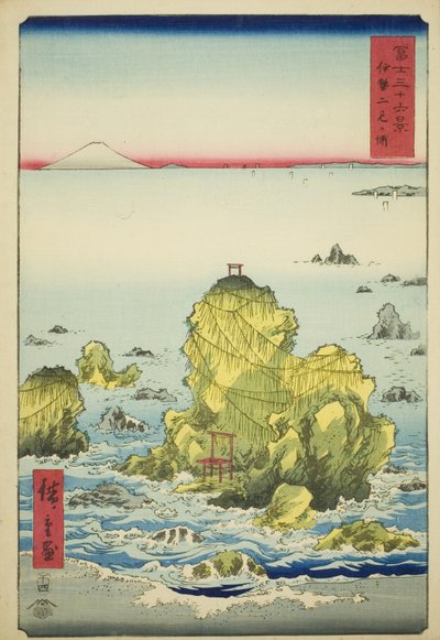 Futami-Bucht in der Provinz Ise, aus der Serie "Sechsunddreißig Ansichten des Berges Fuji" von Utagawa Hiroshige