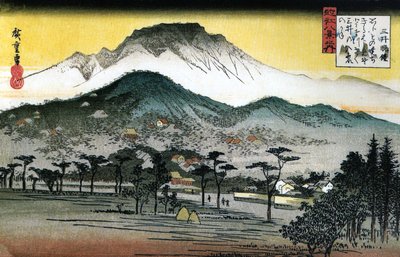 Hiroshige - 8 Ansichten von Omi - 4. Abendglocke, Mii-Tempel von Utagawa Hiroshige