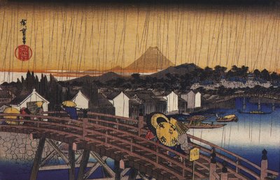Eine Brücke im Regen von Utagawa Hiroshige