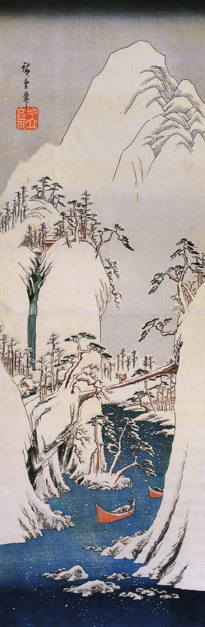Eine verschneite Schlucht von Utagawa Hiroshige
