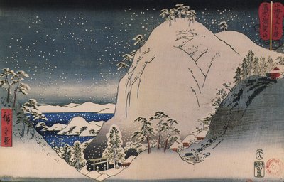 Schreine in schneebedeckten Bergen von Utagawa Hiroshige