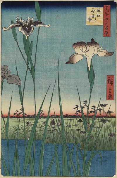 Irisgarten in Horikiri, Mai 1857 von Utagawa Hiroshige