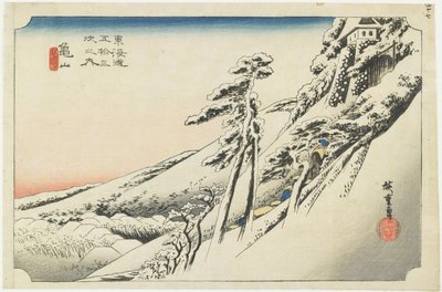 Kameyama--Klares Wetter nach Schnee, ca. 1833 von Utagawa Hiroshige