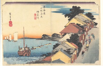 Kanagawa: Blick auf den Damm von Utagawa Hiroshige