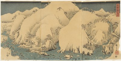 Berg und Fluss am Kiso-Pass, August 1857 von Utagawa Hiroshige