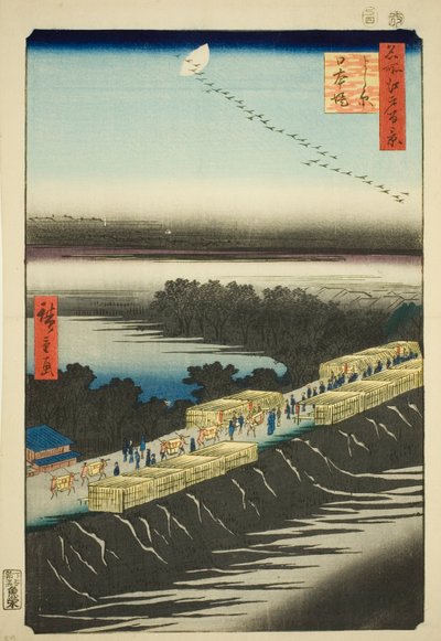 Nihon-Damm, Yoshiwara, aus der Serie "Hundert berühmte Ansichten von Edo" von Utagawa Hiroshige