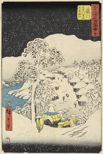 Nr. 38 Yamanaka Dorf in Fujikawa, Juli 1855 von Utagawa Hiroshige