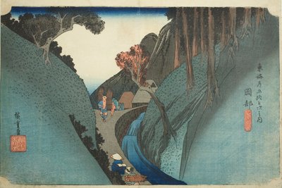 Okabe: Utsu-Berg, aus der Serie "Dreiundfünfzig Stationen der Tokaido-Straße" von Utagawa Hiroshige