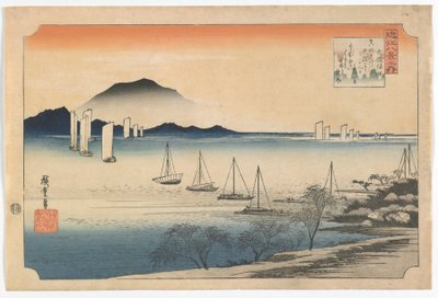 Segelboote kehren nach Yabase zurück, Edo-Zeit, frühe 1830er Jahre von Utagawa Hiroshige
