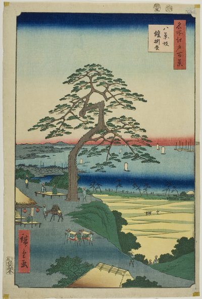Die Rüstungshängende Kiefer bei Hakkeizaka, aus der Serie "Hundert berühmte Ansichten von Edo" von Utagawa Hiroshige