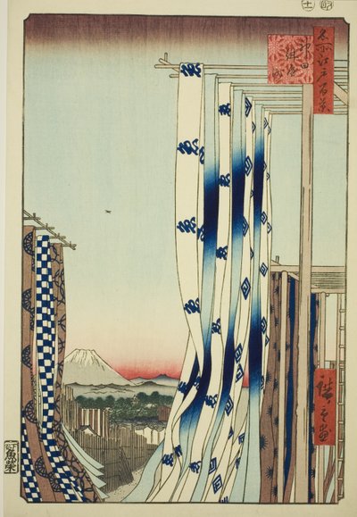 Das Färberviertel in Kanda, aus der Serie "Hundert berühmte Ansichten von Edo" von Utagawa Hiroshige