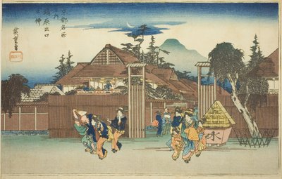 Die Weide am Tor des Shimabara-Vergnügungsviertels, aus der Serie "Berühmte Ansichten von Kyoto" von Utagawa Hiroshige