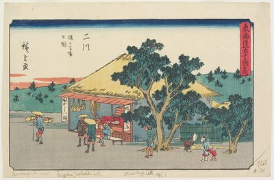 Blick auf das Sarugababa-Plateau, Futakawa von Utagawa Hiroshige