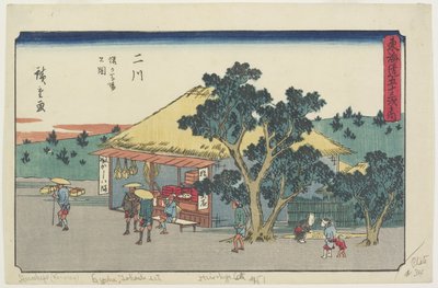 Blick auf das Sarugababa-Plateau, Futakawa, 1841-1842 von Utagawa Hiroshige