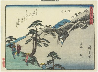 Blick auf den Fudesaka-Berg in Sakanoshita, 1837-1844 von Utagawa Hiroshige
