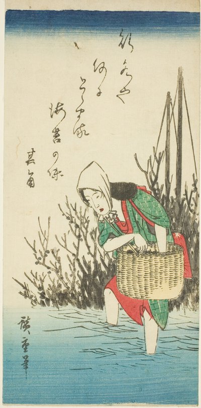 Frau sammelt Seetang von Utagawa Hiroshige